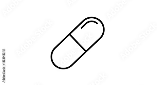 Minimalist Capsule Pill Illustration for Medical and Health Concepts.