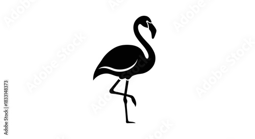 Elegant Flamingo Silhouette on White Background for Design.