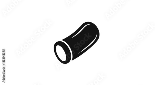 Minimalist Illustration of a Black Pasta Shape on White.