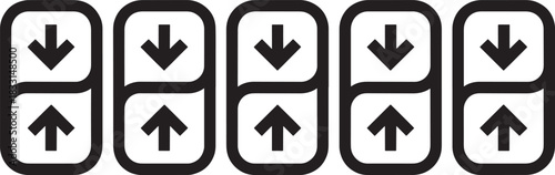 Up and Down Arrow Buttons White Background minimalist vector