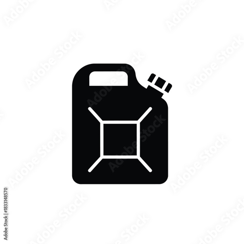 Black silhouette of a jerrycan on white container fuel