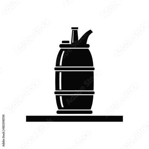 Black silhouette of a keg on a white background barrel