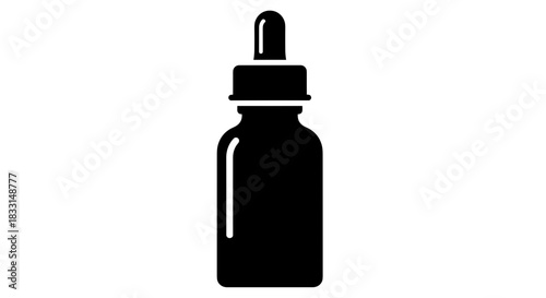 Black and White Essential Oil Bottle Illustration.