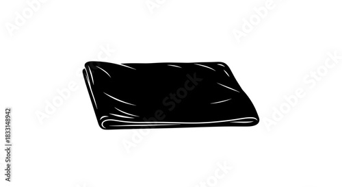 Folded Black Fabric Illustration with Subtle Shading.