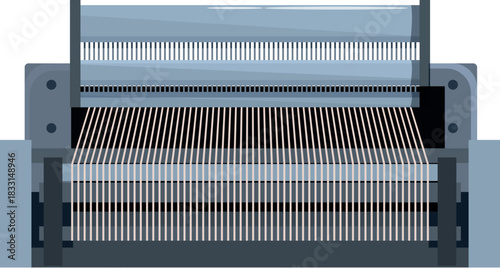 Modern weaving machine operating in textile industry, creating fabric from threads