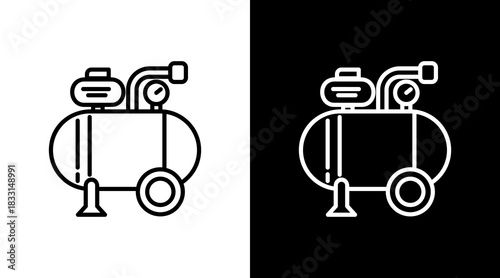 Compressor White Icon Set Vector 
