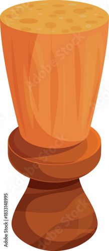 Shaving brush with wooden handle standing on a base, creating a stylish and practical tool for grooming