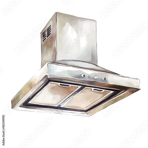 A painting of a kitchen hood vent design set. Hand-painted style, vectorized, vector set available in EPS An Elegant watercolor painting design collection