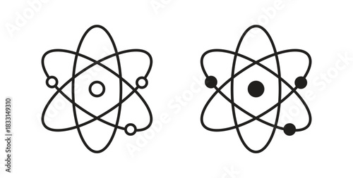Physics icon glyph and line set thin line symbol concept.