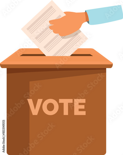 Hand inserting ballot paper into a vote box, symbolizing democratic elections and civic participation