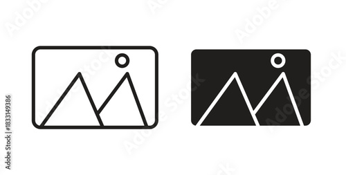Picture icon glyph and line set thin line symbol concept.