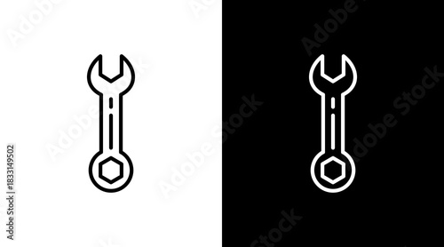 Wrench White Icon Set Vector 