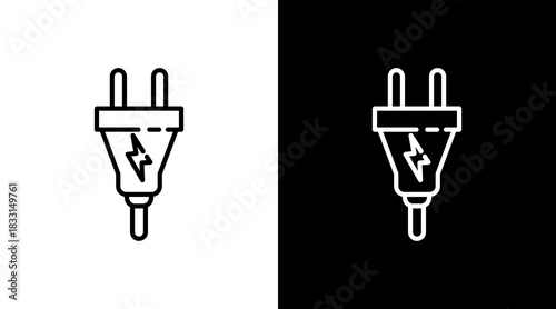 Plug White Icon Set Vector 