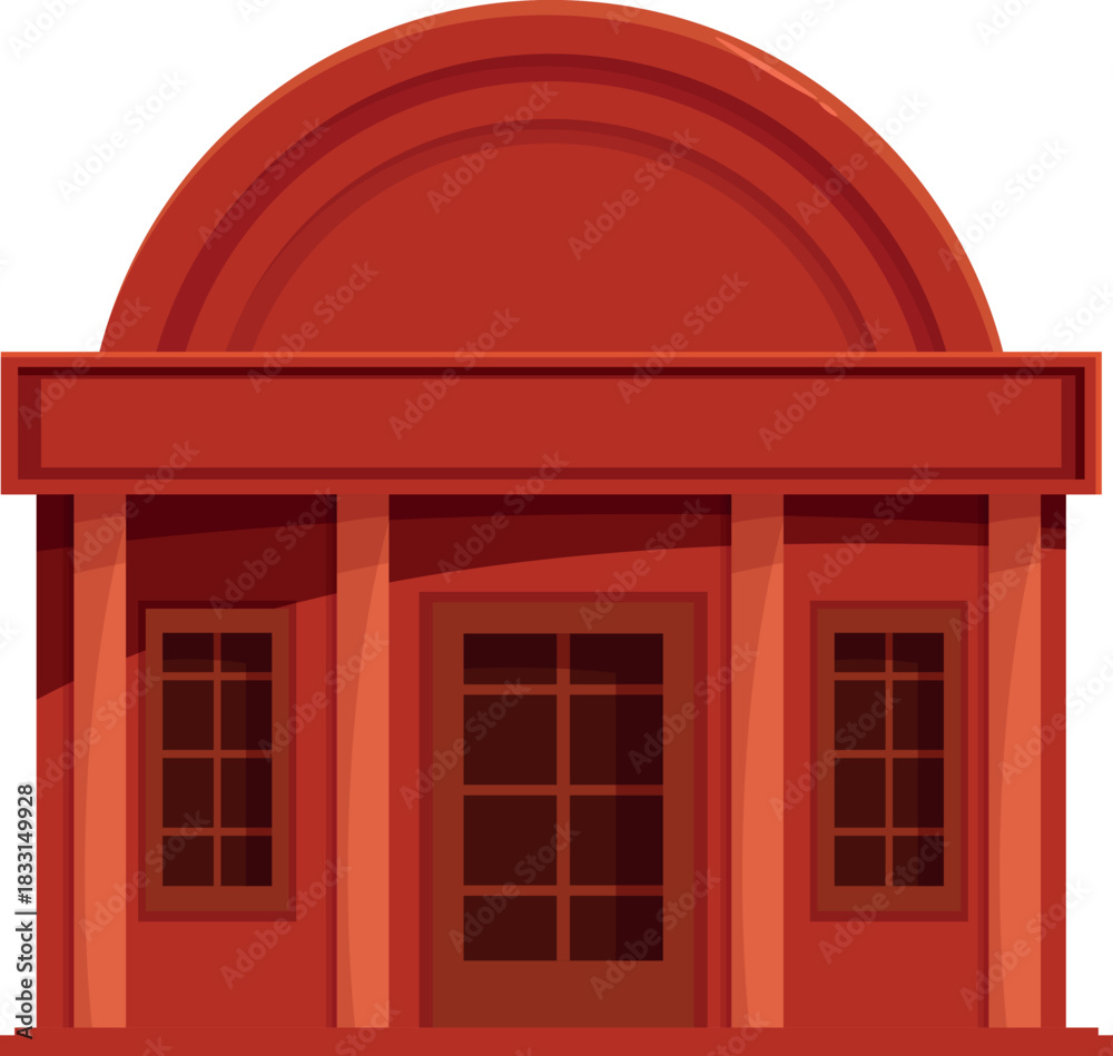 Obraz premium Government building with columns, arched roof, and brown wooden doors, isolated on white background