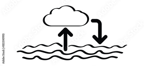 Climate change, global climate cycle known as El Niño and La nina. El Nino and La Nina, indicating warm and cold water and winds. Weather, temperatures climate effects, water vapour and water cycle.