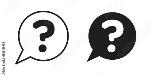 Question icon glyph and line set thin line symbol concept.