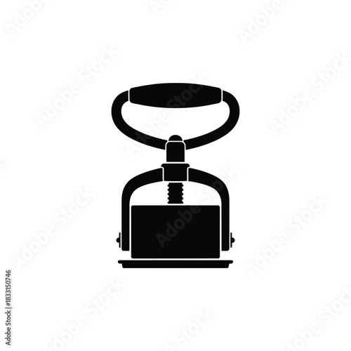 Black silhouette of a manual meat grinder kitchen tool
