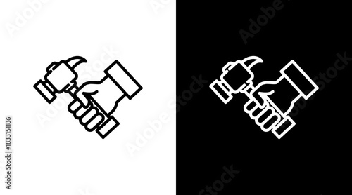 Construction White Icon Set Vector 