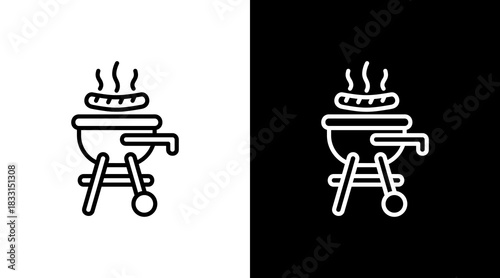 Barbecue White Icon Set Vector 