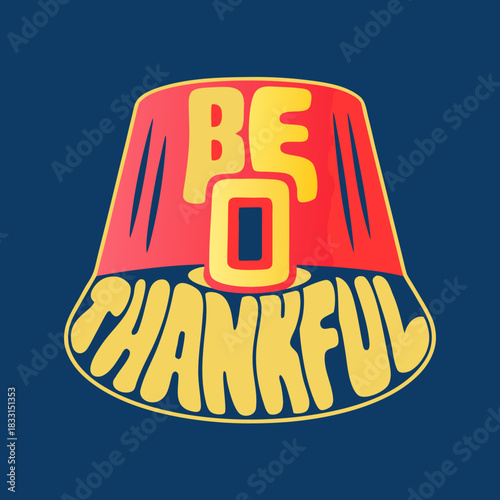 Yellow script text be thankful on red pilgrim hat thanksgiving