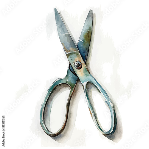 Hand-painted style, vectorized, vector metal garden shears set available in EPS An Elegant watercolor painting design collection, A painting of adesign set.