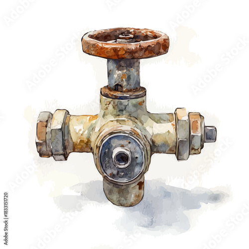 Hand-painted style, vectorized, vector metal irrigation valve set available in EPS An Elegant watercolor painting design collection, A painting of  design set.