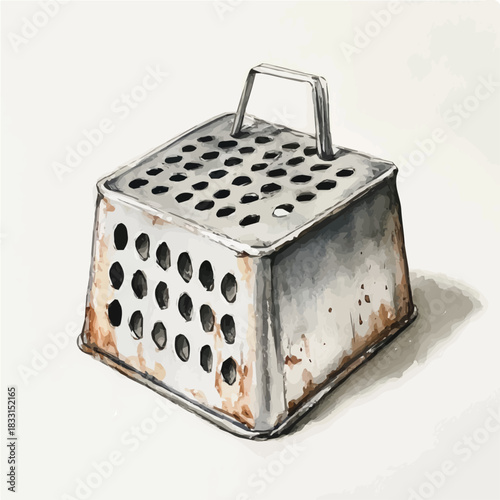 Hand-painted style, vectorized, vector metal kitchen grater  set available in EPS An Elegant watercolor painting design collection, A painting of design set. EPS format