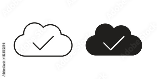 Saved to drive icon glyph and line set thin line symbol concept.