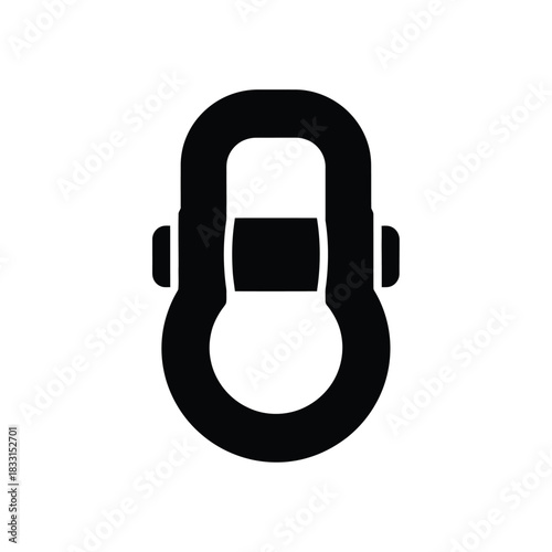 Black Silhouette of a Metal Shackle on White Background