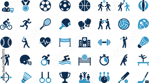 Sports icons, fitness symbols, health activities, athletic equipment, physical training, exercise gear, wellness graphics, active lifestyle, competitive games, gym 