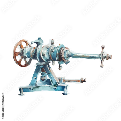 Elegant metal seed drill painting design collection, Hand-painted watercolor style, vectorized, vector set available in EPS, Simple design, EPS format set	