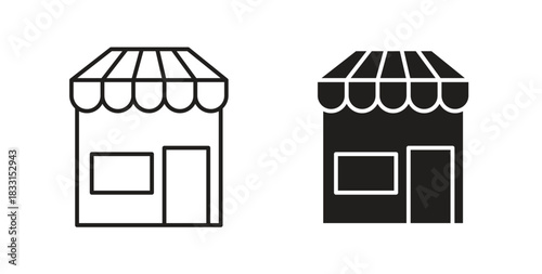Shop icon glyph and line set thin line symbol concept.