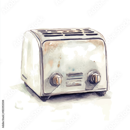 Elegant old metal_toaster painting design collection, Hand-painted watercolor style, vectorized, vector set available in EPS, Simple design, EPS format set	
