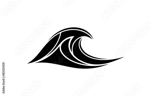 Dynamic wave illustration, surging ocean energy for branding or design, originally a vector graphic perfect for logos, icons, and creative projects