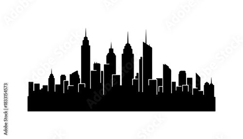 Stunning city skyline silhouette creates dynamic modern urban landscape, perfect for architectural designs, sleek backgrounds, and innovative branding visuals