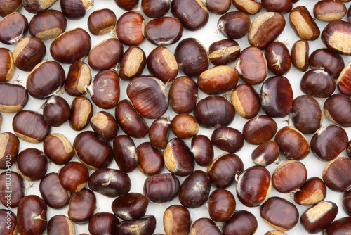 Sweet Chestnuts on white background
