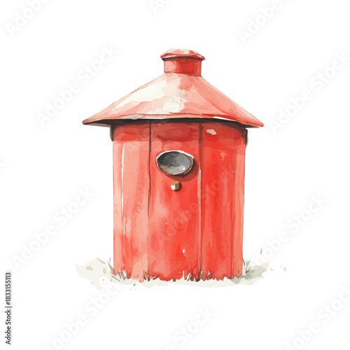 red chicken feeder painting design collection, Hand-painted watercolor style, vectorized, vector set available in EPS, Simple design, EPS format set	