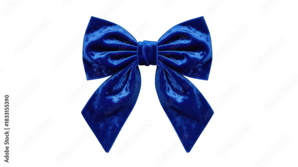 Naklejka premium Isolated velvet bow tie in navy blue, beautiful holiday decoration, elegance and celebration
