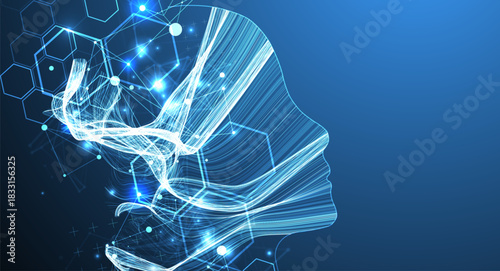 Artificial Intelligence. Technical background. Big data concept. Machine cyber mind.