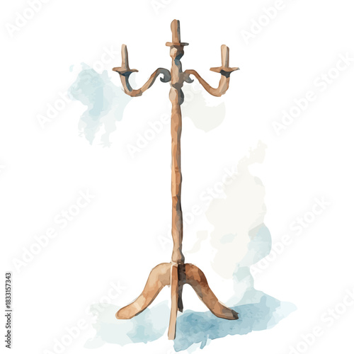 Wooden coat stand painting design set, Hand-painted style, vectorized, vector set available in EPS, An Elegant watercolor painting design collection