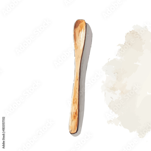 Wooden coffee stirrer painting design set Hand-painted style, vectorized, vector set available in EPS, An Elegant watercolor painting design collection
