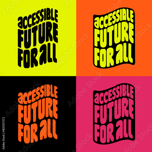 Accessible Future For All text in four color blocks