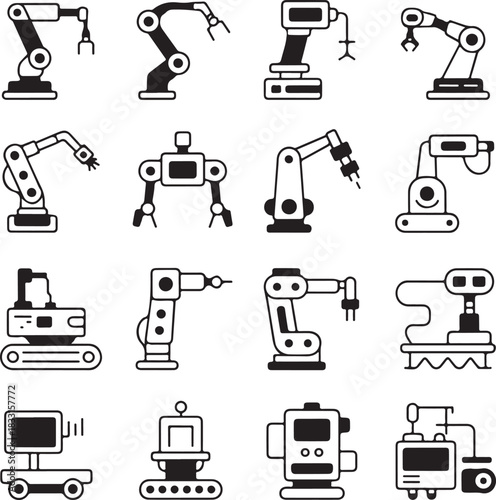 Collection of industrial robots