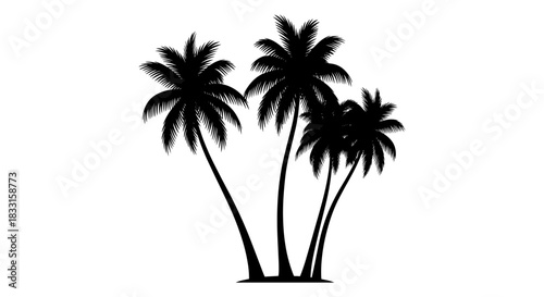 Palm trees silhouette tropical vector illustration isolated on white background for summer vacation design