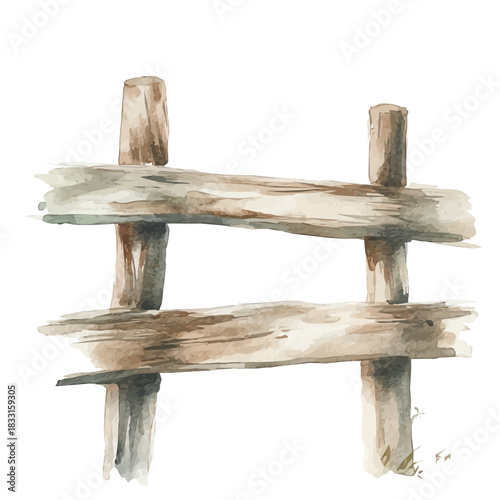 An Elegant wooden_fence_rail painting design collection, Hand-painted watercolor style, vectorized, vector set available in EPS, Simple design, EPS format set	