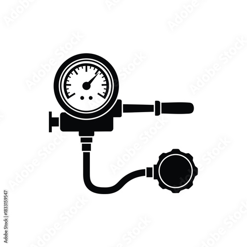 Black silhouette of a pressure gauge with hose meter