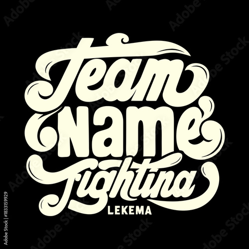 Cream colored retro script text fighting leukemia lettering