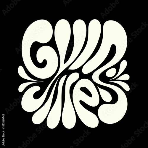 Creamy white abstract shapes on black background vector 1