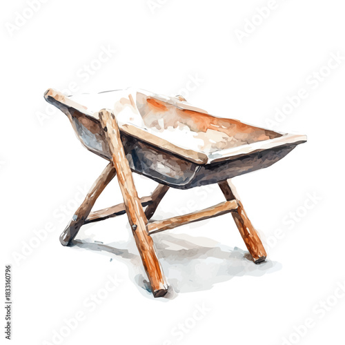 Elegant old wooden wheelbarrow handle painting design collection, Hand-painted watercolor style, vectorized, vector set available in EPS, Simple design, EPS format set	