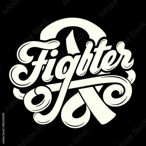Creamy white fighter text on black background leukemia awareness